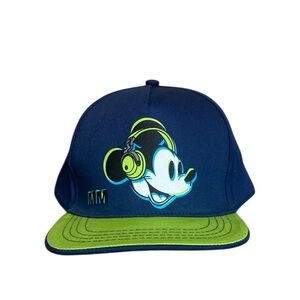 Disney Mickey Mouse Headphones Navy Blue and Lime Green Cap